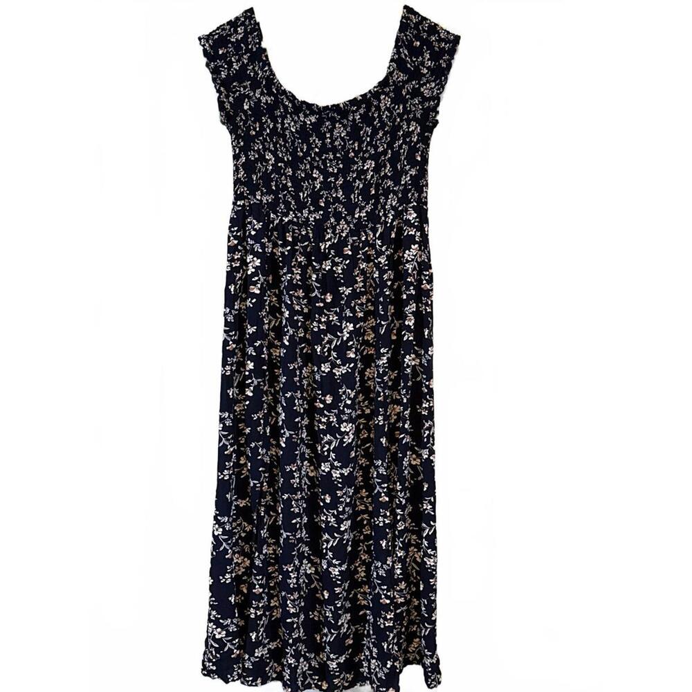 SHEIN CURVE Navy Blue Floral Plus Size Dress 2XL